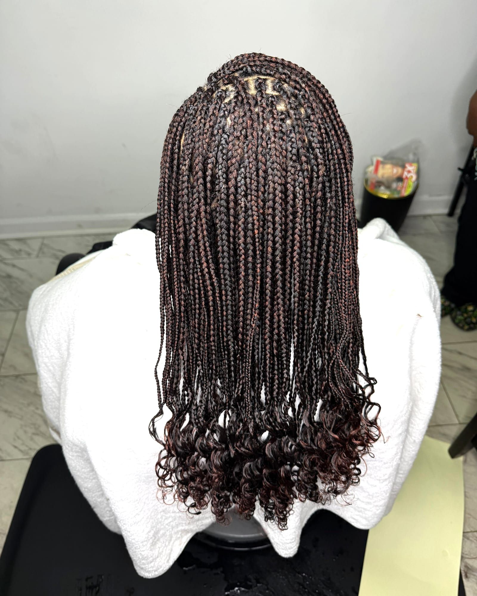 Knotless braids with soft curly ends