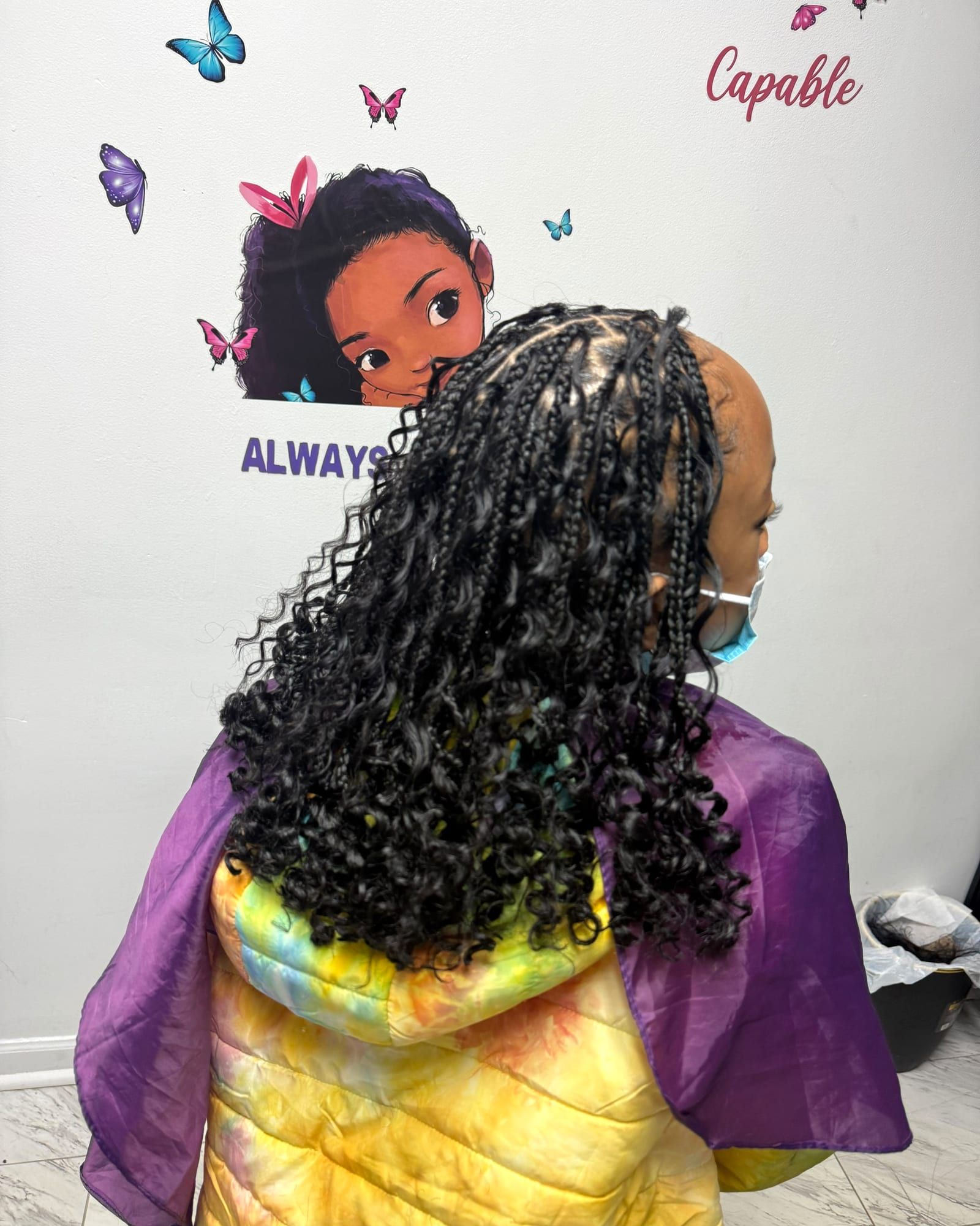 Kids bohemian braids with curly ends